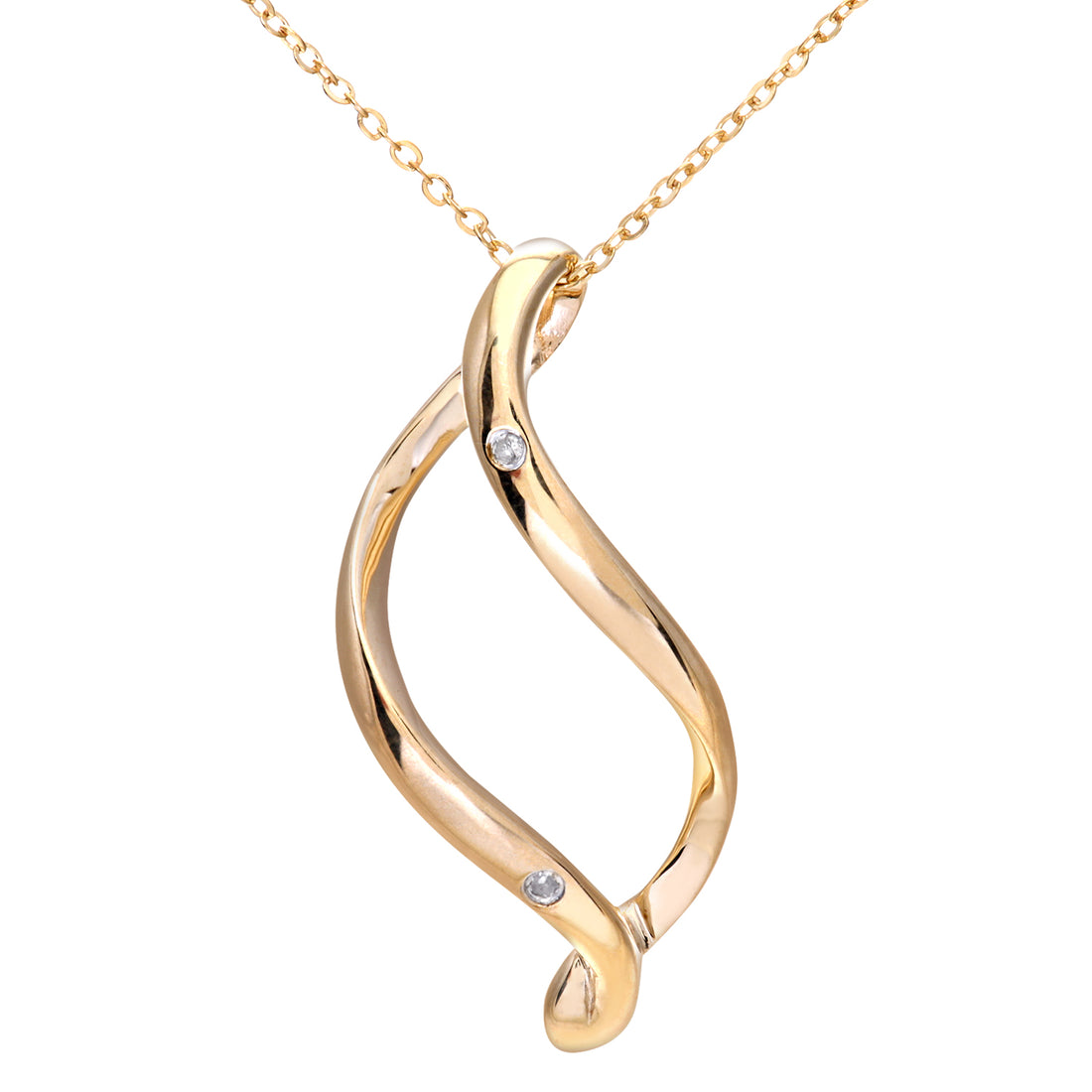 9ct Yellow Gold Diamond Open Pendant + 18" Trace Chain