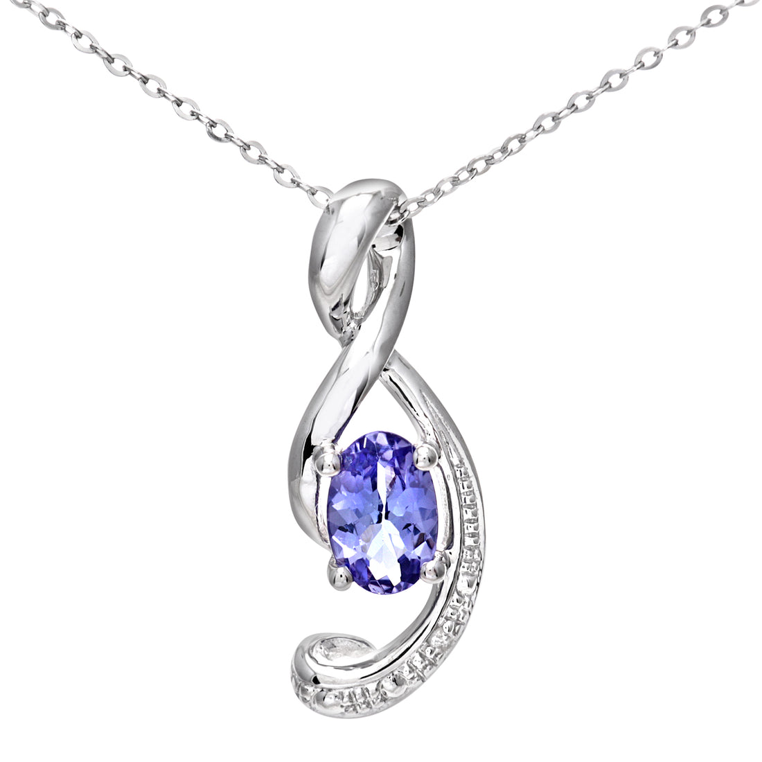9ct White Gold Tanzanite Music Note Pendant with Diamond