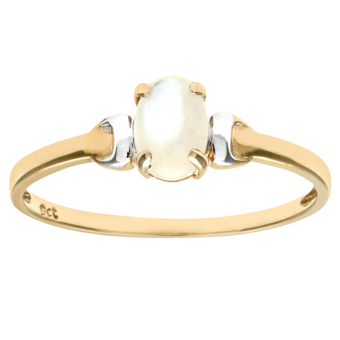 9ct Yellow and White Gold Ladies Pearl Birth Stone Ring