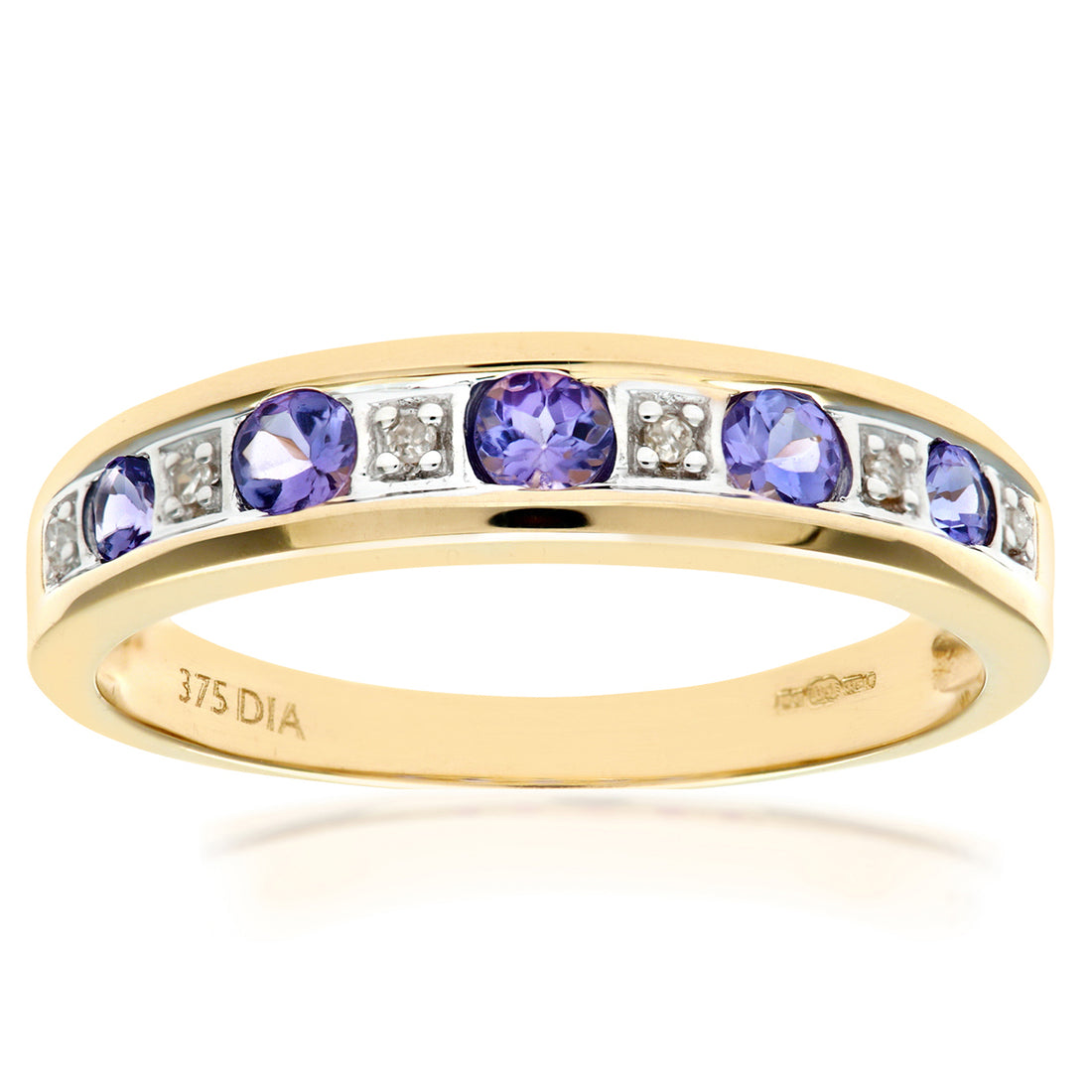 9ct Yellow Gold Tanzanite and Diamond Eternity Ring