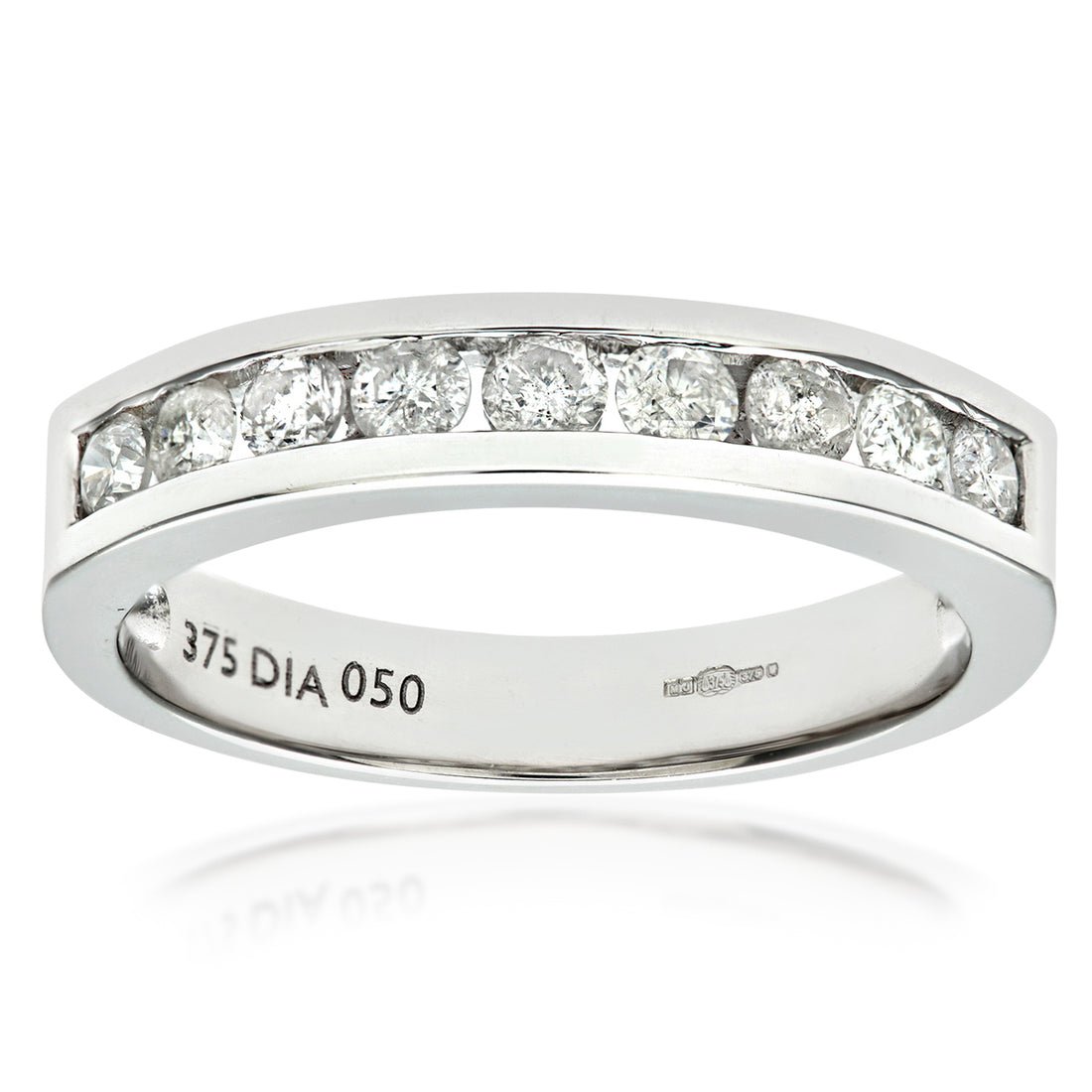 9ct White Gold Diamond Channel Set eternity Ladies Ring