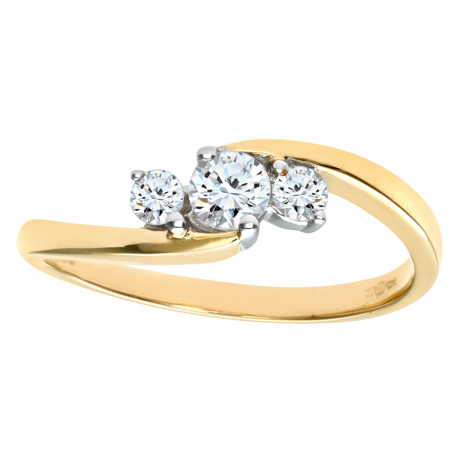 9ct Yellow Gold Diamond Three Stone Ladies Ring