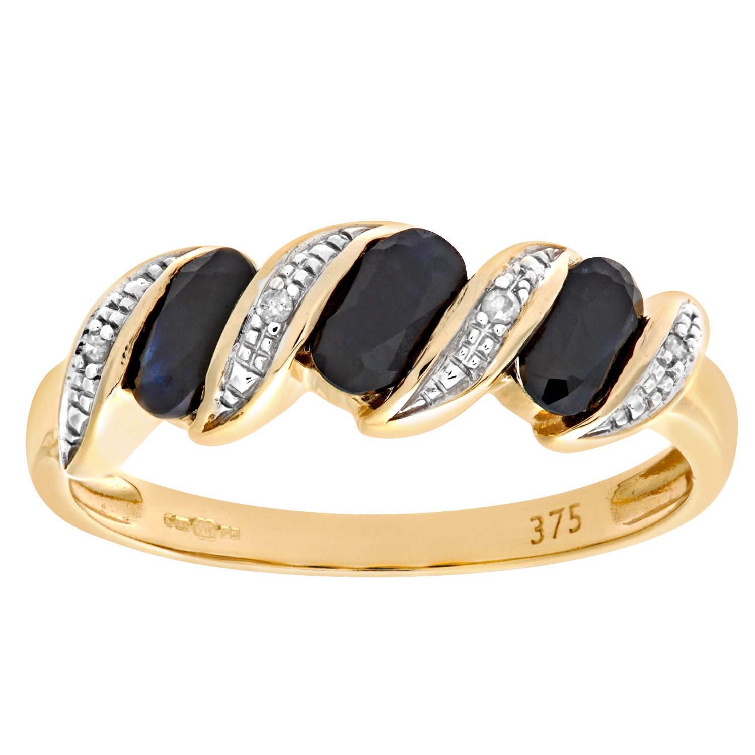9ct Yellow Gold Diamond and Sapphire Eternity Ladies Rng