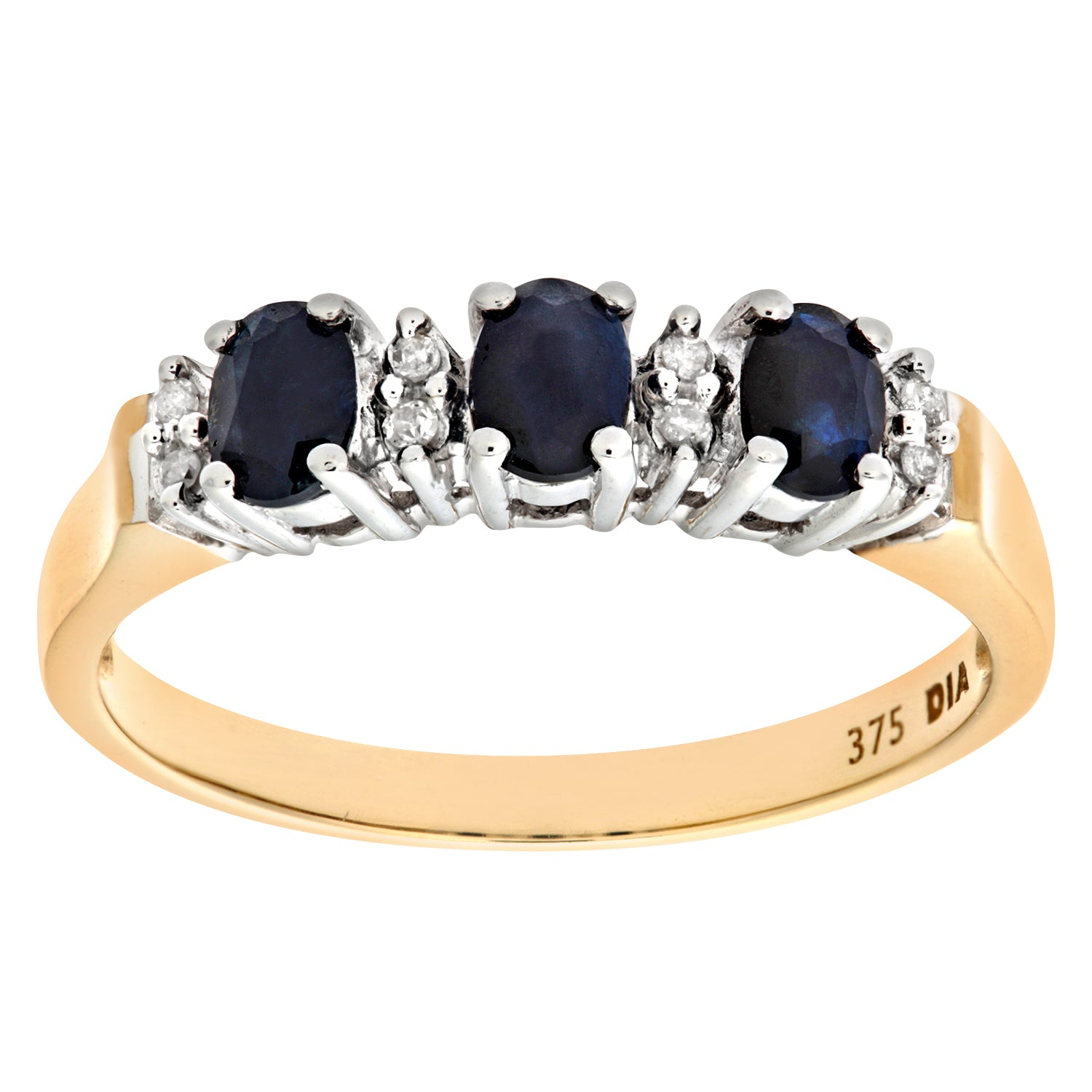 9ct Yellow Gold Diamond and Sapphire Eternity Ladies Ring