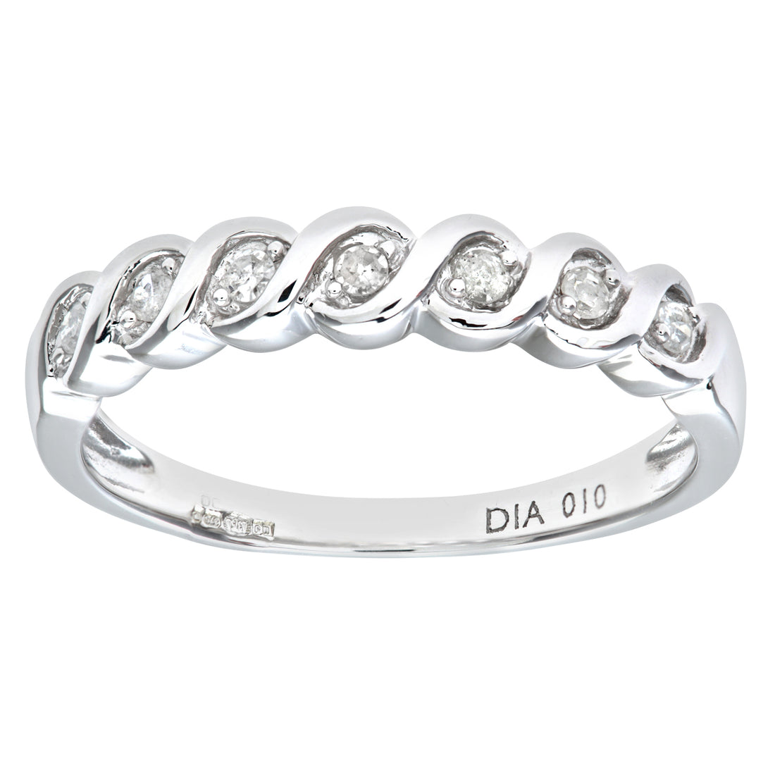 Ladies 9ct White Gold Fancy 10pts Diamond Eternity Ring