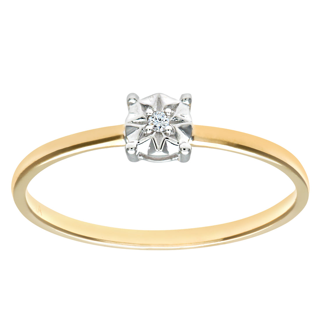 Ladies 9ct Yellow Gold Illusion set Diamond Solitare Ring