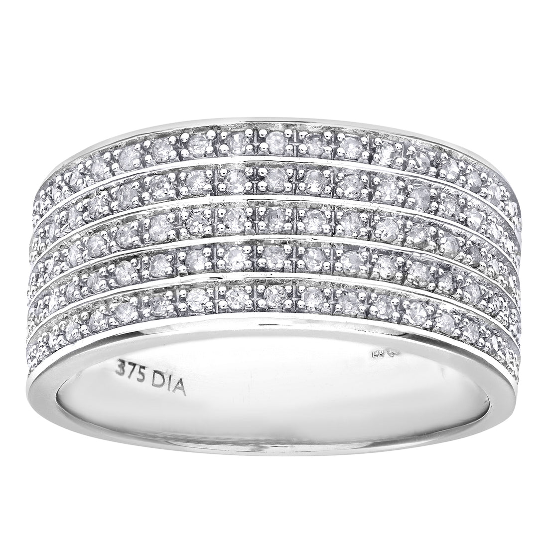 9ct White Gold Half Carat Multi Row Diamond Half Eternity Ring