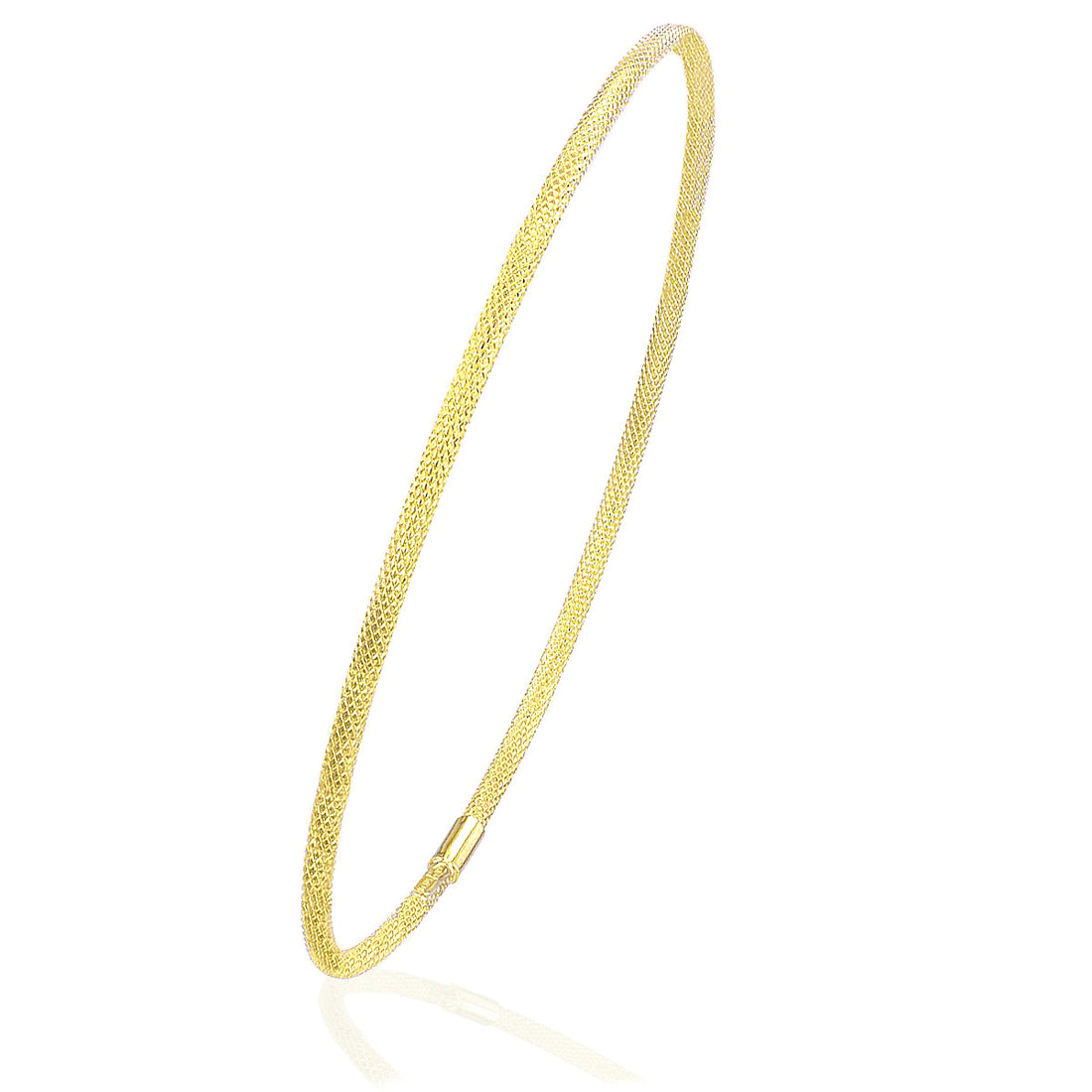 9ct Yellow Gold, Diamond Cut Textured Bangle of 6.5cm Diameter