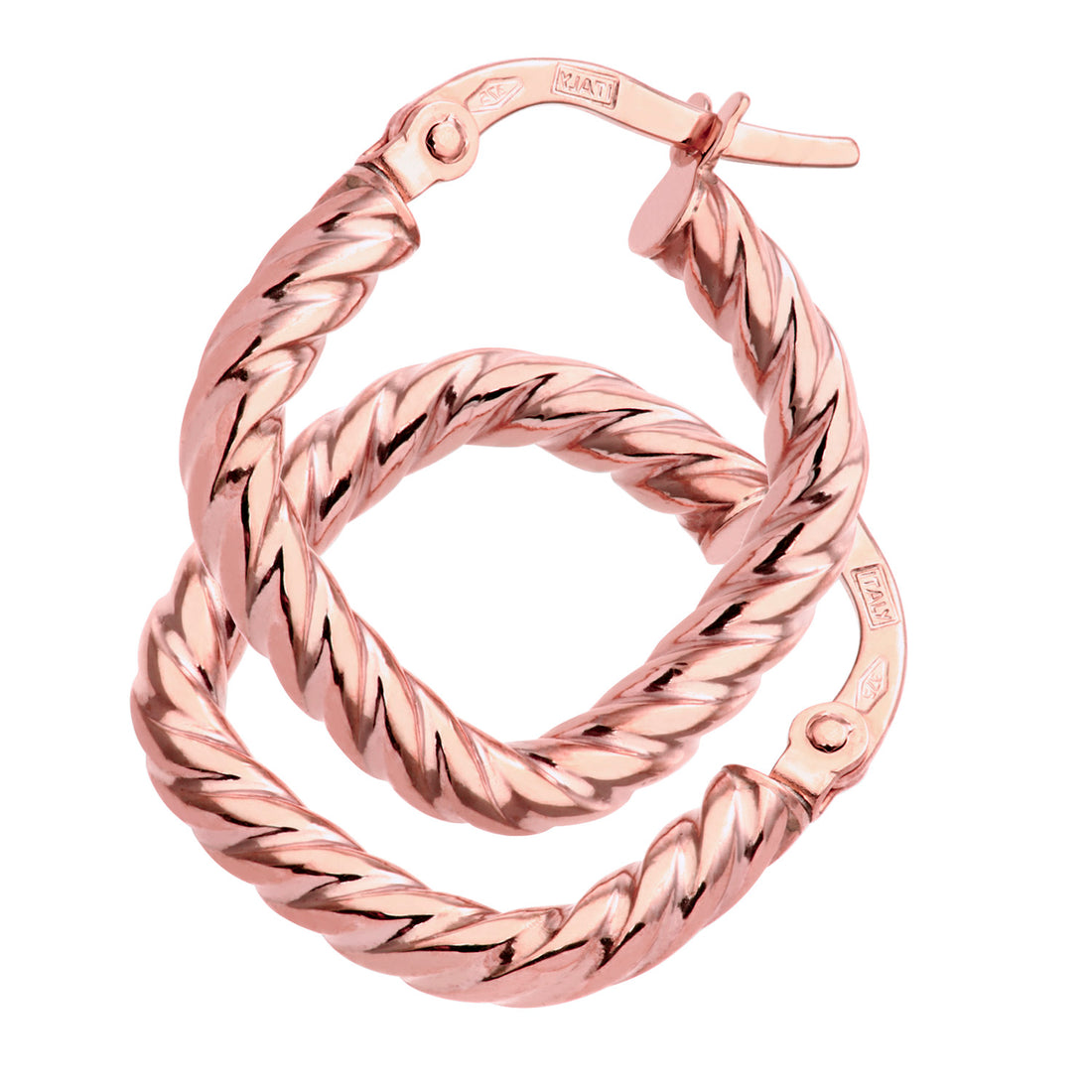 9ct Rose Gold Twist Square Hoop Earrings