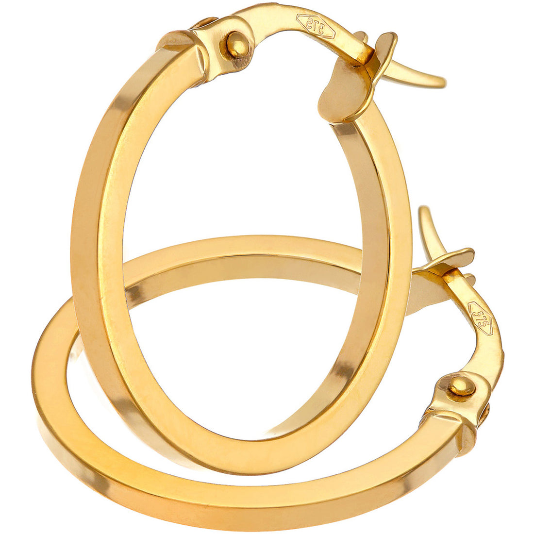 9ct Yellow Gold Elegant Square Tubed Hoop Earrings of 15mm Diameter