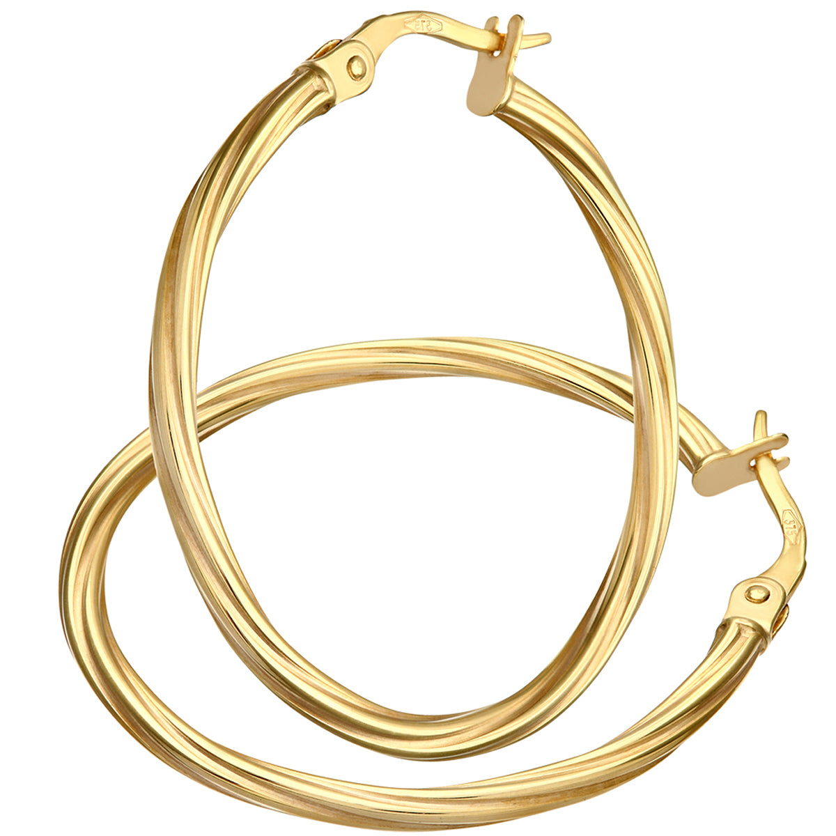 9ct Yellow Gold Textured Hoop Earrings of 2.5cm Diameter